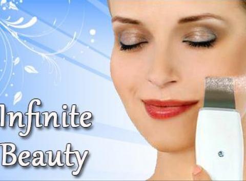 Hĺbkové čistenie pleti ultrazvukom + ionoforéza s kolagénom a kyselinou hyalurónovou v salóne Infinite Beauty.