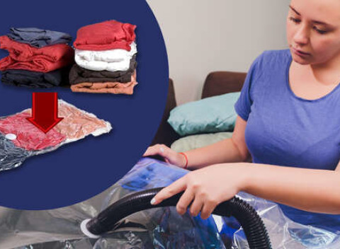 Sada vákuových vriec, ktoré dokážu ušetriť až 75 % miesta.