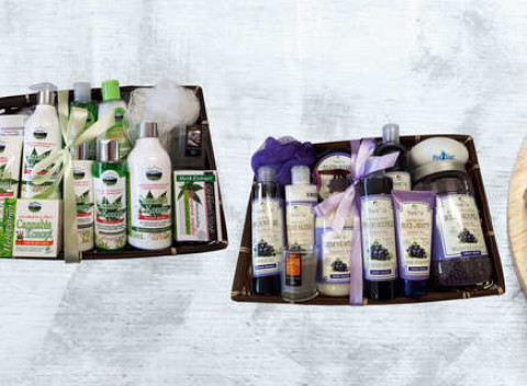 Kozmetický darčekový kôš s výťažkami z konope či hrozna - skvelý darček pre všetkých.