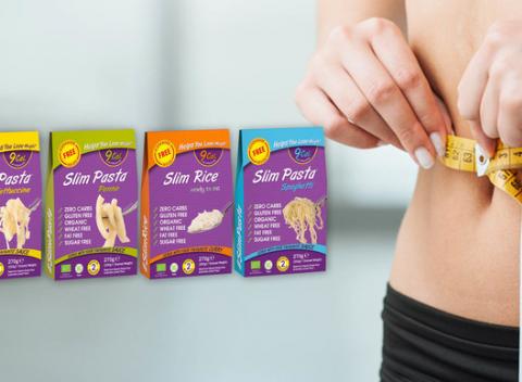 Chudnúť neznamená vždy len obmedzovať sa. Nízkokalorické bezlepkové cestoviny a ryža Slim Pasta® alebo Slim Rice®. 