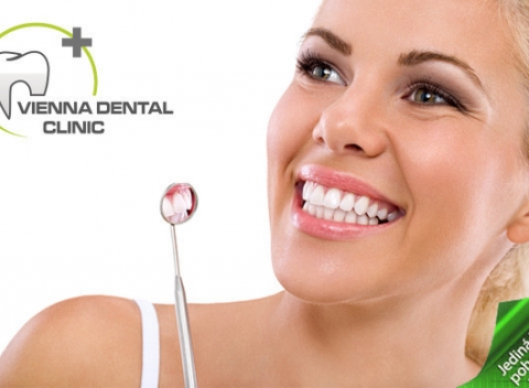 Dentálna hygiena so vstupnou prehliadkou vo Vienna Dental Clinic. Odstránenie zubného kameňa, leštenie zubov a flouridácia.