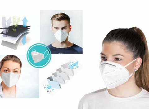 Ochranný respirátor KN95/FFP2. Zachytáva aj aerosóly, prachové a smogové častice, peľ.