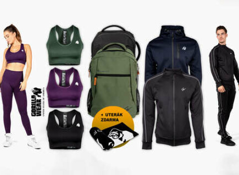 Legendárne oblečenie Gorilla Wear: bezšvové legíny, podprsenky, pánske bundy a iné (+ uterák ZDARMA).