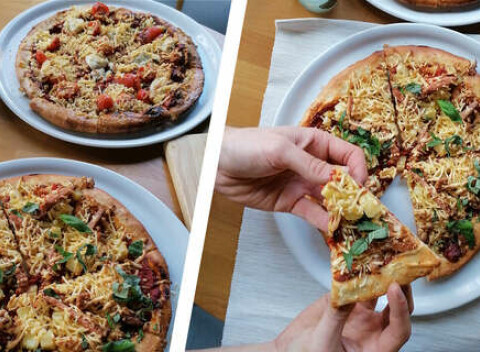 Vegánska pizza z Loove restaurant by Vegana, so sebou take away alebo s donáškou.