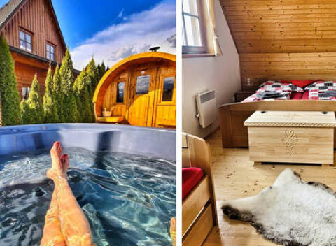 Útulná Drevenička Anička pre 6 osôb so súkromným wellness pri Liptovskej Mare.