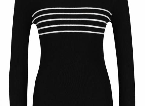 Originálny dámsky čierny pruhovaný ľahký sveter Miss Selfridge so zvonovými rukávmi