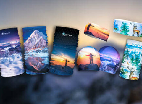 Tatragoat - multifunkčné nákrčníky, čiapky, čelenky s motívom slovenských hôr.