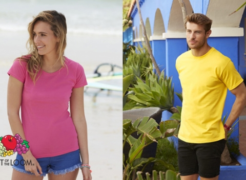 Veselé, farebné a kvalitné tričká značky Fruit of the loom pre dámy, pánov i deti.