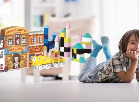 Farebné drevené detské hračky pre podporu kreativity, inteligencie a motoriky.