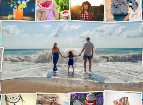 Originálna koláž na plátne z vlastných fotografií, aby boli najkrajšie spomienky stále na očiach.