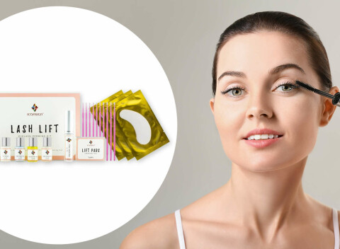 Domáca sada 2v1 na lash lifting mihalníc + lamináciu obočia, upravené, výrazné a definované obočie.