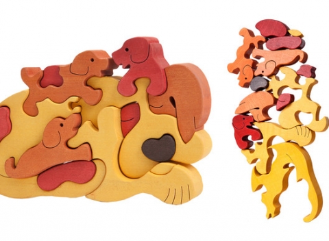 Drevené zvieratkové 3D puzzle - roztomilá hračka pre tých najmenších od 3 rokov.