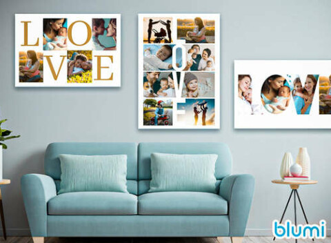 Fotoobraz alebo fotokoláž na 100 % bavlnenom plátne s rámom od Blumi.