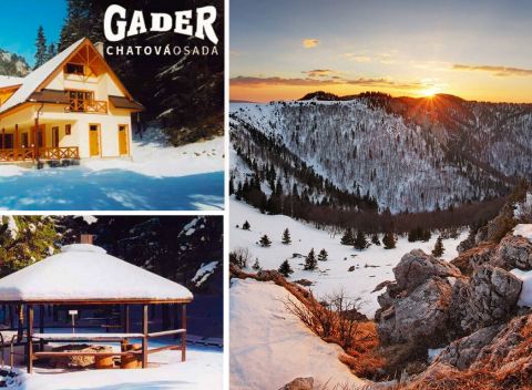 Veľká Fatra: zimná lyžovačka v Chatovej osade Gader s polpenziou a saunou.