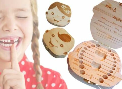 EXTRA LETNÉ CENY: Drevená krabička na mliečne zúbky so slovenskými nápismi