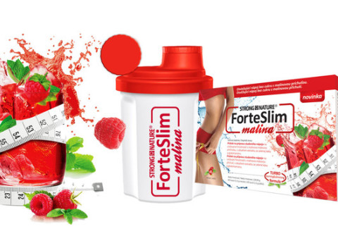 STRONG NATURE® ForteSlim Malina - osviežujúci nápoj na znižovanie hmotnosti s malinovou príchuťou.