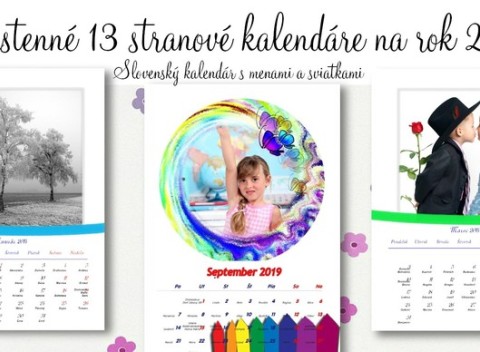Nástenné fotokalendáre 2019 - mesačné či ročné z fotografií vytlačené na kvalitnom fotopapieri.