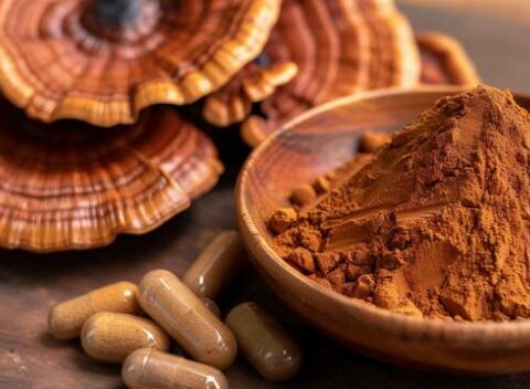 Reishi huba na posilnenie imunity a srdca vo forme prášku alebo tabliet