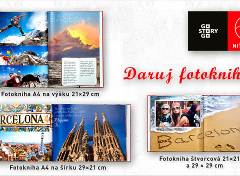 Prvotriedne niťou šité fotoknihy - formáty A4 na výšku, na šírku, štvorcové v tvrdých doskách.