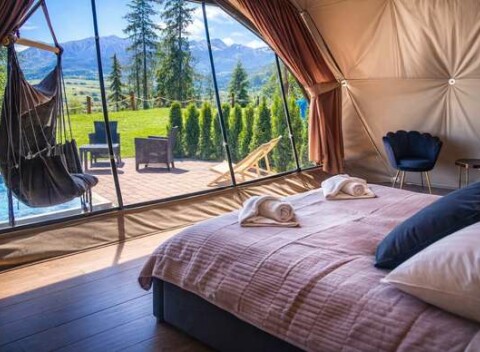 Romantický glamping s privátnou vonkajšou vírivkou len kúsok od Zakopaného
