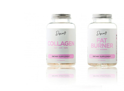 Kolagénové kapsule alebo spaľovač tuku. Výživové doplnky stravy.