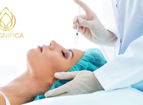 Odstránenie mimických vrások botulotoxínom na Klinike estetickej chirurgie Magnifica.