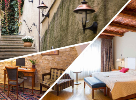 Romantický hotel The Golden Wheel v centre Prahy s výhľadom na hrad.