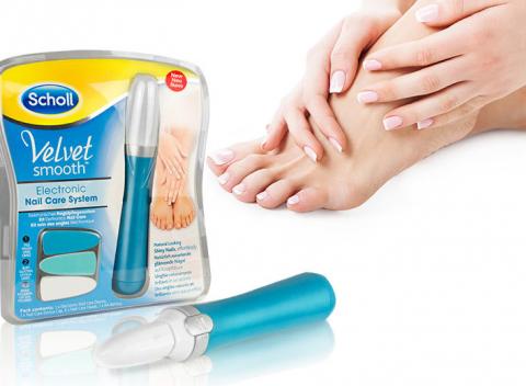 Elektrický pilník na nechty - Scholl Velvet Smooth. Pilník na nechty Scholl pre prirodzené, zdravo vyzerajúce a lesklé nechty.