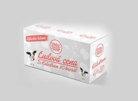 Výživový doplnok Kolostrum 400 mg/3x40 kapsúl. Produkt obsahuje presne definované množstvo účinných látok (min. 40 % imunoglobulínov G). 