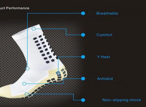 Špeciálne športové ponožky značky Mevasox s revolučnými protišmykovými vankúšikmi, vďaka ktorým sa noha v obuvi nešmýka. 