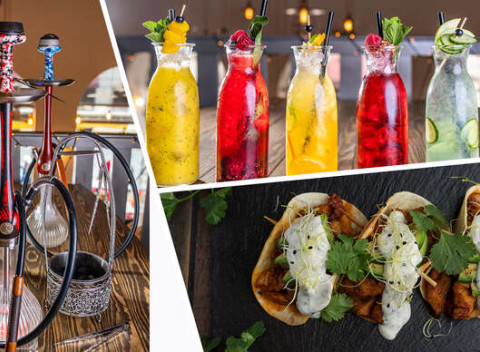 Vodná fajka podávaná v čerstvom ananáse, limonády podľa výberu a tacos taštičky v Le papillon.