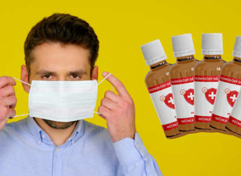 Dezinfekčný gél s až 94 % alkoholu a prateľné rúška z materiálu SPUNBOND (aj výhodné balíčky).