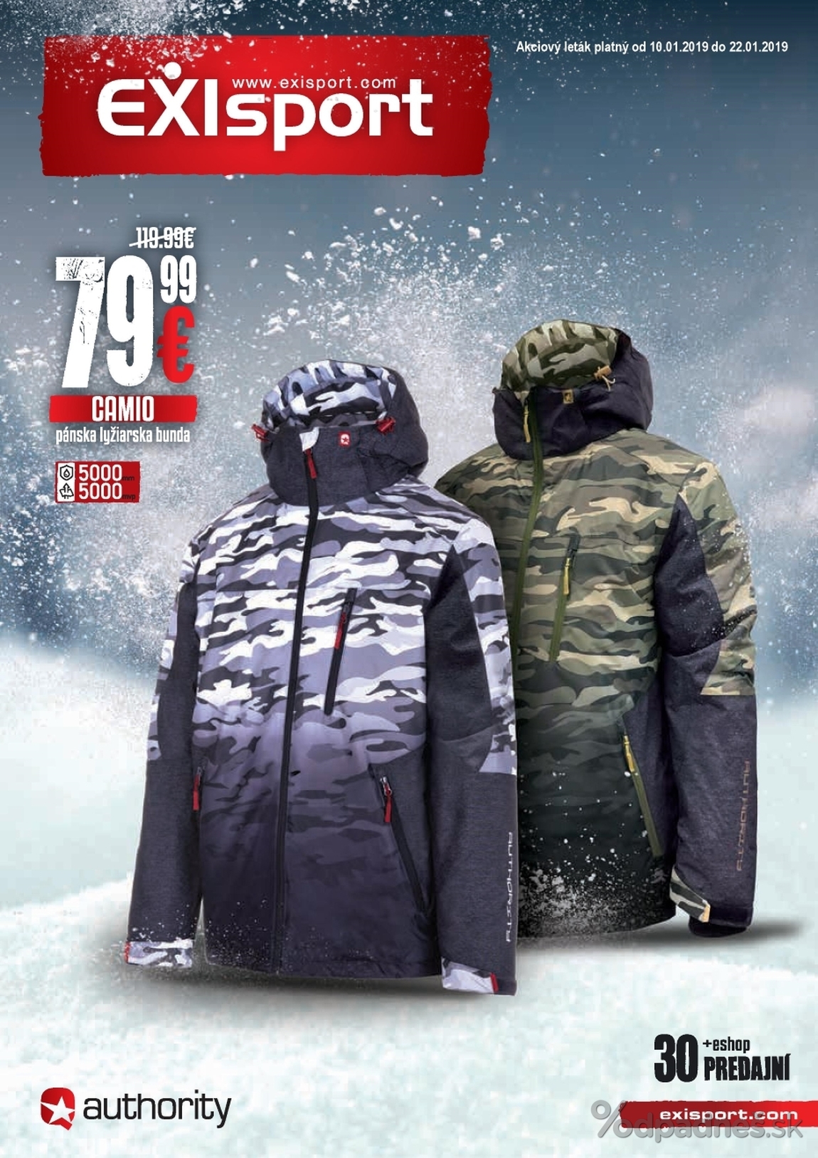 1. stránka Exisport letáku