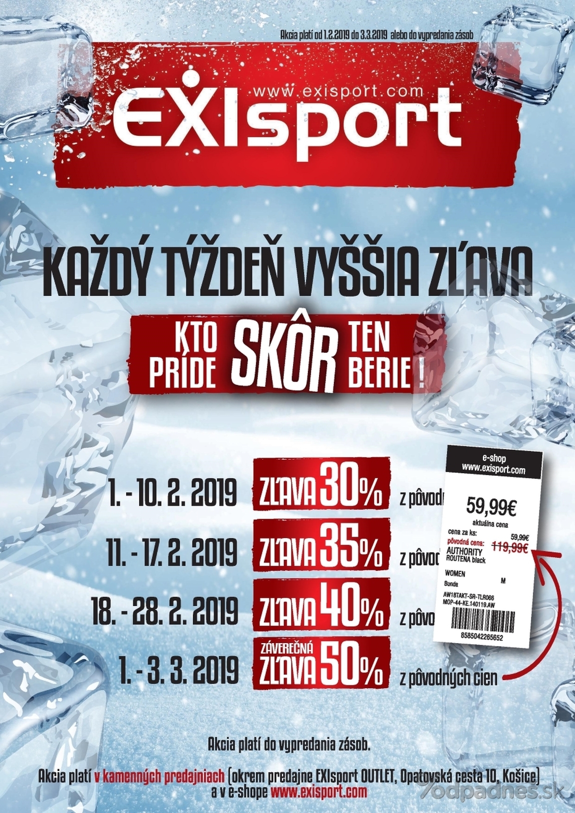 1. stránka Exisport letáku