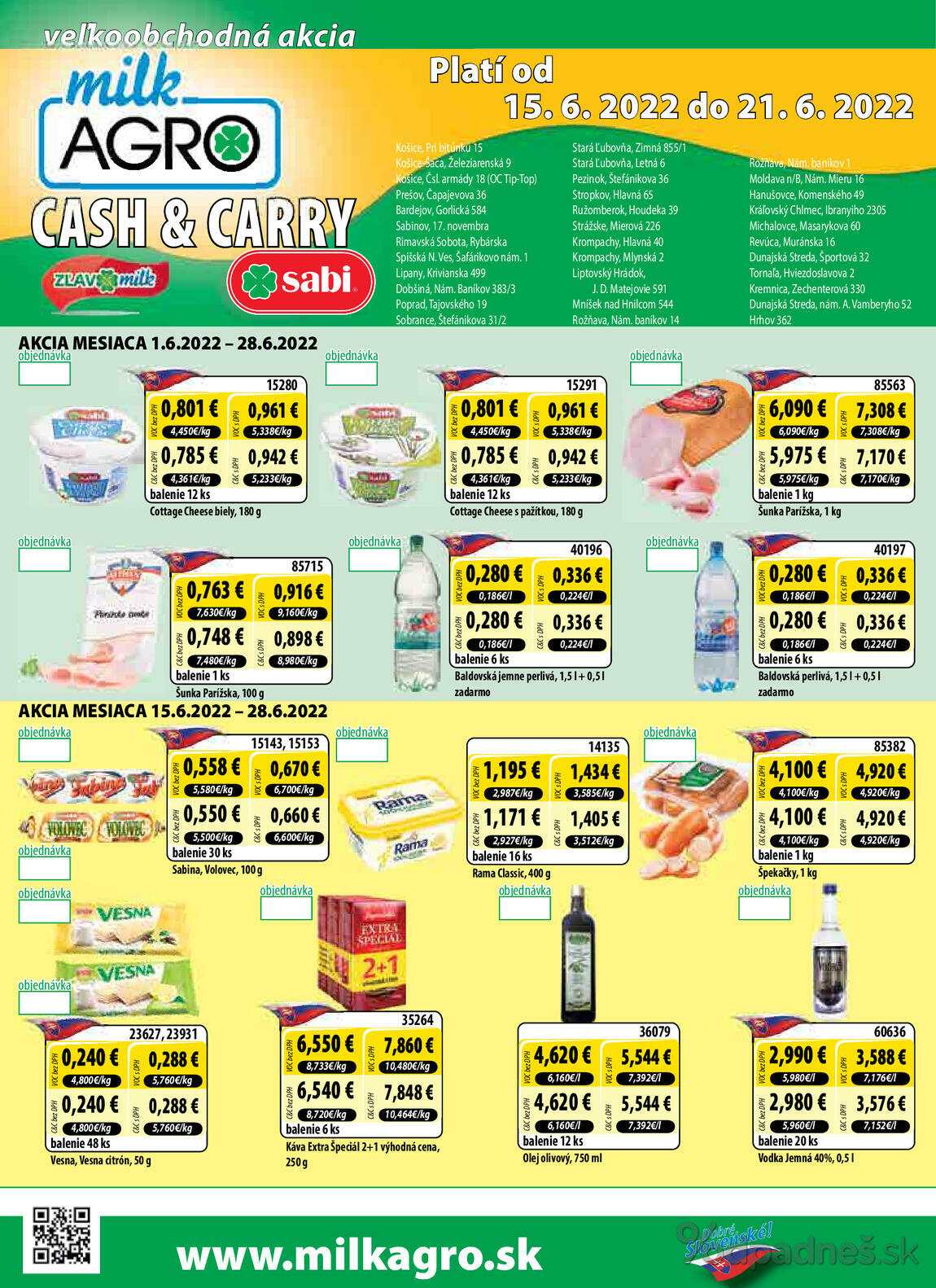 1. stránka Milk agro letáku