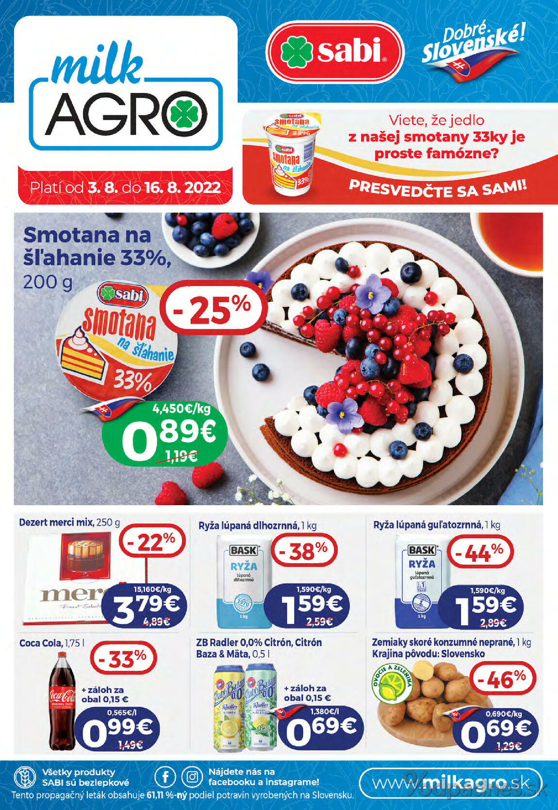 1. stránka Milk agro letáku