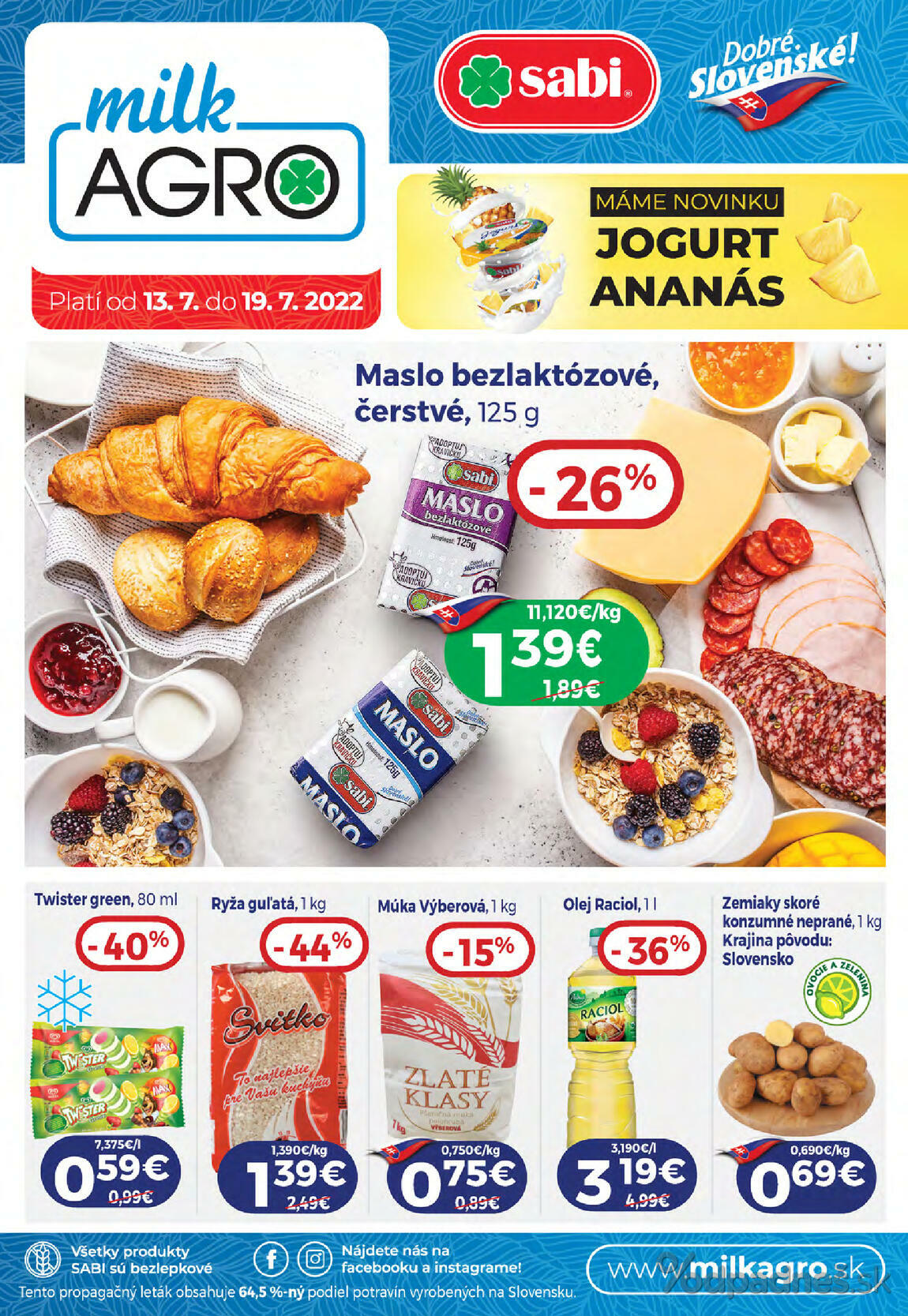 1. stránka Milk agro letáku